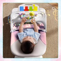 Balansoar pentru copii NiceKids, pliabil, cu roti si pian detasabil, 3 nivele de inclinare, tavita detasabila, Jucarii interactive atasate, 40 x 68 x 67 cm, Pink - 5