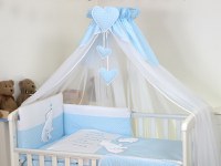 Baldachin din tul pentru patut bebe Bear Heart Blue 160 x 600 cm suport de prindere inclus - 7