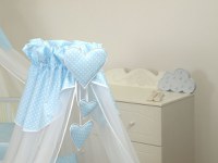 Baldachin din tul pentru patut bebe Bear Heart Blue 160 x 600 cm suport de prindere inclus - 1