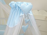 Baldachin din tul pentru patut bebe Bear Heart Blue 160 x 600 cm suport de prindere inclus - 2