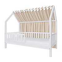 Baldachin lateral din muselina pentru pat tip casuta, Little Amy, Bej, 160x155 cm - 2