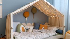 Baldachin muselina pentru pat tip casuta, Little Amy, Bej, 400 cm