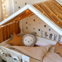 Baldachin muselina pentru pat tip casuta, Little Amy, Camel, 300 cm - 1