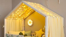 Baldachin muselina pentru pat tip casuta, Little Amy, Galben, 450 cm