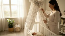 Baldachin pentru patut MimiNu Premium 210x145 cm Meadow