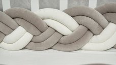 Bara de Protectie Impletita din Catifea pentru Patut Twins 240 cm Gri