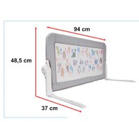 Bariera de protectie pentru pat copii, Ikonka, pliabila, cu cadru metalic, dimensiune 90 x 48.5 cm, Oite Roz - 3