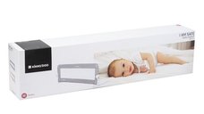 Bariera de protectie pentru pat copii KikkaBoo I am Safe Grey 120 cm,fixare stabila,rabatabila,potrivita pentru saltele de la 12-20 cm,colturi rotunjite,material textil de inalta calitate