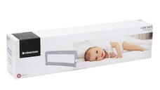 Bariera de protectie pentru pat copii KikkaBoo I am Safe Grey 120 cm,fixare stabila,rabatabila,potrivita pentru saltele de la 12-20 cm,colturi rotunjite,material textil de inalta calitate