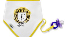 Baveta cu suport suzeta BabyJem Triangle White