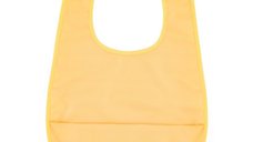 Baveta impermeabila cu buzunar PetiteMars Nate, fara pvc si ftalati, 37x27 cm, 6 luni+, prindere velcro, Ocru