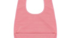 Baveta impermeabila cu buzunar PetiteMars Nate, Fara pvc si ftalati, 37x27 cm, 6 luni+, prindere velcro, Roz