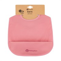 Baveta impermeabila cu buzunar PetiteMars Nate, Fara pvc si ftalati, 37x27 cm, 6 luni+, prindere velcro, Roz - 2
