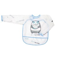 Baveta impermeabila cu maneci  Akuku Bursuc Albastru 33x35 cm,inchidere cu velcro,material EVA,buzunar larg pentru captarea resturilor - 2