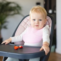 Baveta impermeabila din silicon cu buzunar roz Babyono - 2