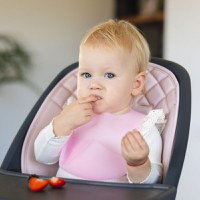 Baveta impermeabila din silicon cu buzunar roz Babyono - 3
