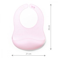 Baveta impermeabila din silicon cu buzunar roz Babyono - 6