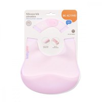 Baveta impermeabila din silicon cu buzunar roz Babyono - 7