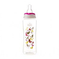 Biberon 250 ml si tetina silicon 3+ roz - 1