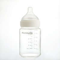 Biberon anti-colici Mombella 180 ml cu tetina din silicon S, Flux lent 0-3 luni Ivory - 2