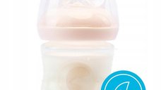 Biberon anti-colici nivel de debit scazut 1, Kidnort Blabaer Pink, din PU durabil si rezistent, capacitate 125 ml, 0-3 luni