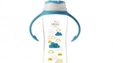 Biberon cu manere 250 ml si tetina silicon 6+ bleu