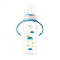 Biberon cu manere 250 ml si tetina silicon 6+ bleu - 2