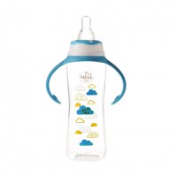 Biberon cu manere 250 ml si tetina silicon 6+ bleu - 1