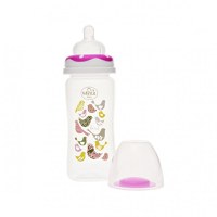 Biberon gat larg 270 ml cu tetina silicon 3+ Minut Baby roz - 2