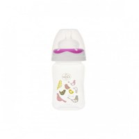 Biberon gat larg Minut Baby cu tetina silicon 150 ml roz - 2