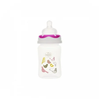 Biberon gat larg Minut Baby cu tetina silicon 150 ml roz - 1