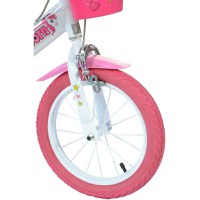 Bicicleta copii Dino Bikes Unicorn 14 inch ,varsta 4-7 ani, inaltimea 95-115 cm, frana de mana pe roata din fataspate, cosulet fata si scaun pentru papusa in spate, pinion spate fix, roti ajutatoare detasabile - 2