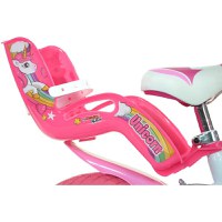 Bicicleta copii Dino Bikes Unicorn 14 inch ,varsta 4-7 ani, inaltimea 95-115 cm, frana de mana pe roata din fataspate, cosulet fata si scaun pentru papusa in spate, pinion spate fix, roti ajutatoare detasabile - 7