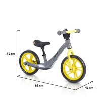 Bicicleta copii fara pedale Byox Go On grey 12 inch, roti din spuma EVA, scaun reglabil 32-41 cm, cadru din aliaj de magneziu, roti din spuma rezistenta, greutate maxima 30 kg - 6