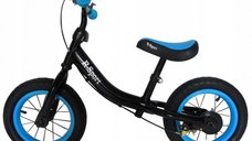 Bicicleta copii fara pedale R-Sport R3 albastru-negru 11 inch, scaun moale reglabil pe inaltime 37-43 cm, roti gonflabile, frana pe roata din fata, cadru usor din otel, pana la 35 kg, varsta 3-5 ani