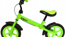 Bicicleta copii fara pedale R-Sport R9 verde 11 inch, scaun moale reglabil pe inaltime 38-45 cm, roti din spuma EVA, frana pe roata din fata, cadru usor din otel, pana la 35 kg, varsta 3-6 ani