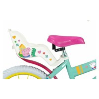 Bicicleta copii Toimsa Peppa Pig Green 16 inch, cu cosulet frontal si scaunel pentru papusi, de la 5 ani, inaltimea recomandata 110-120 cm, scaun si ghidon reglabile, roti ajutatoare detasabile - 1