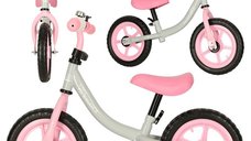 Bicicleta de echilibru fara pedale pentru copii, Ikonka, cu ghidonul si saua reglabile in inaltime, greutate redusa 1.8 kg, Trike Fix Balance pink