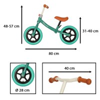 Bicicleta de echilibru fara pedale pentru copii, Ikonka, cu ghidonul si saua reglabile in inaltime, greutate redusa 1.8 kg, Trike Fix Balance Turcoaz - 2