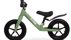 Bicicleta de echilibru fara pedale pentru copii Toyz Exter Green,Roti gonflabile,Sa confortabila din piele cu inaltime reglabila,Protectie noroi,Manere antiderapante,De la 3ani sau maxim 30kg