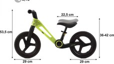 Bicicleta de echilibru pentru copii, Adamex Speed M8, pliabila, fara pedale, cu Saua reglabila si manere confortabile, 2-5 ani, pana la 35 kg, Grey Fox