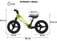 Bicicleta de echilibru pentru copii, Adamex Speed M8, pliabila, fara pedale, cu Saua reglabila si manere confortabile, 2-5 ani, pana la 35 kg, Grey Fox - 1