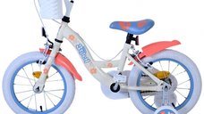 Bicicleta EL Disney Stitch 14 inch, roti gonflabile din cauciuc, roti ajutatoare, cosulet, scaun si ghidon ajustabile