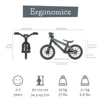 Bicicleta fara pedale Chillafish BMXie Vroom Anthracite, 12 inch, suport pentru picioare integrat, varsta 2-5 ani, scaun reglabil, anvelope EVA, greutate admisa 35 kg - 1