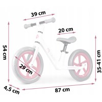 Bicicleta fara pedale pentru copii 87x39x54 cm, roti EVA, Light Flee Nukido Roz-Alb - 5