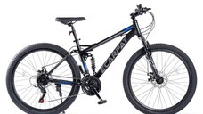 Bicicleta MTB Full-Suspension E-Carpat E2760A NegruGriAlbastru, roti 27.5 inch, inaltime utilizator 160-175 cm, greutate suportata 100 kg