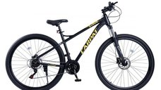 Bicicleta MTB Ride Carpat C29303H NegruGalben, roti 29 inch, echipare Shimano, manete secventiale, frane hidraulice, cabluri integrate, 21 viteze