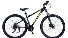 Bicicleta MTB Ride Carpat C29303H NegruGalben, roti 29 inch, echipare Shimano, manete secventiale, frane hidraulice, cabluri integrate, 21 viteze