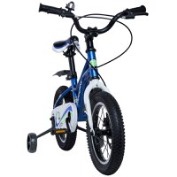 Bicicleta pentru copii 2-4 ani KidsCare HappyCycles 12 inch cu roti ajutatoare si frane pe disc albastru - 2