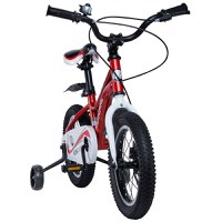 Bicicleta pentru copii 2-4 ani KidsCare HappyCycles 12 inch cu roti ajutatoare si frane pe disc rosu - 2